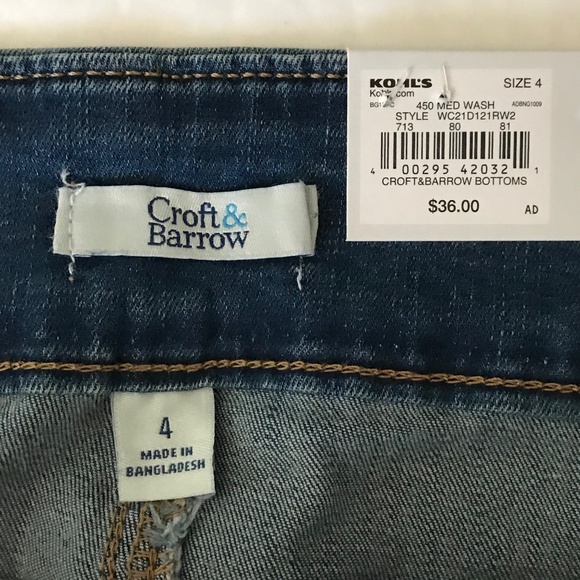 CROFT & BARROW Mid Rise Bermuda Shorts Medium Wash Jean Shorts Women’s Size 4 - Picture 11 of 16